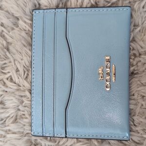 Coach Outlet Slim Id Card Case Crinkle Leather Powder Blue
